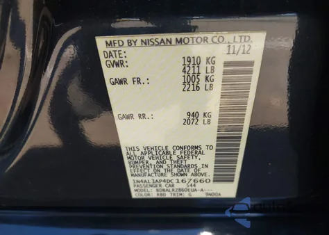 2013 Nissan Altima 2.5 S from USA, damaged, VIN 1N4AL3AP4DC167660